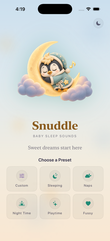 Snuddle Daybreak light theme for daytime naps